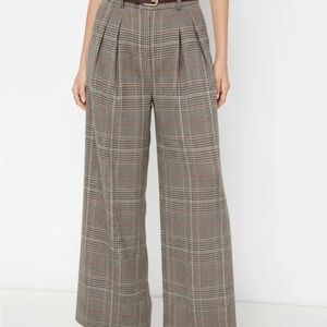 Cider Gray and Brown Plaid Wide-Leg Pants - NWOT